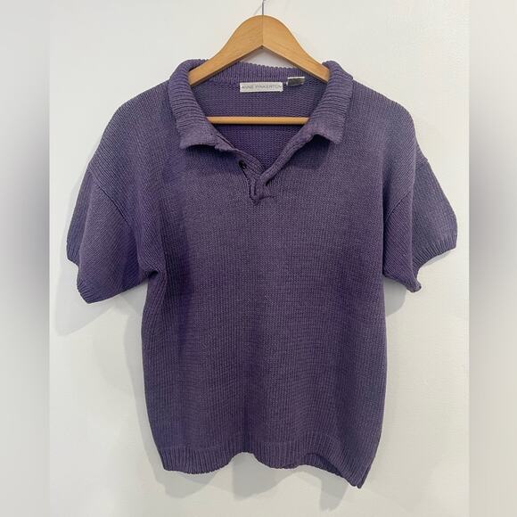 Vintage Purple Short Sleeve Collared Knit Shirt Grunge 90s - Picture 1 of 5